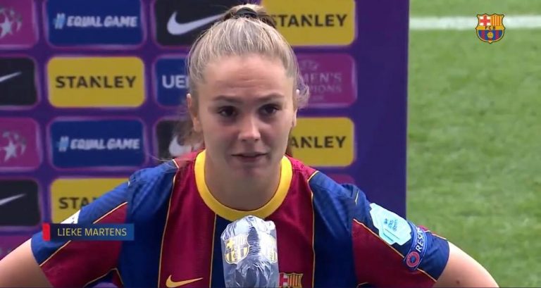 Lieke Martens, double buteuse lors de la victoire (2-1) de Barcelone face au PSG en demi-finale de Ligue des championnes