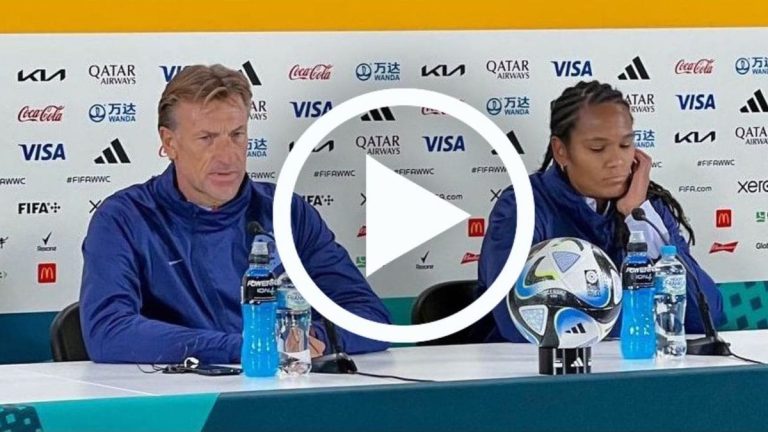 Wendie Renard et Hervé Renard en conférence de presse.