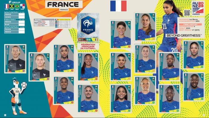 Album Panini Coupe du monde féminine 2023 et les Bleues.