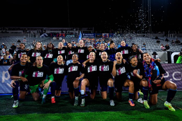 NWSL 2025 joie des joueuses du San Diego Wave qui se qualifient pour les playoffs