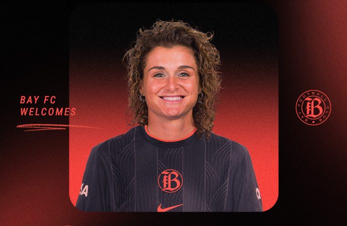 image de présentation de Cristiana Girelli avec le maillot du Bay FC